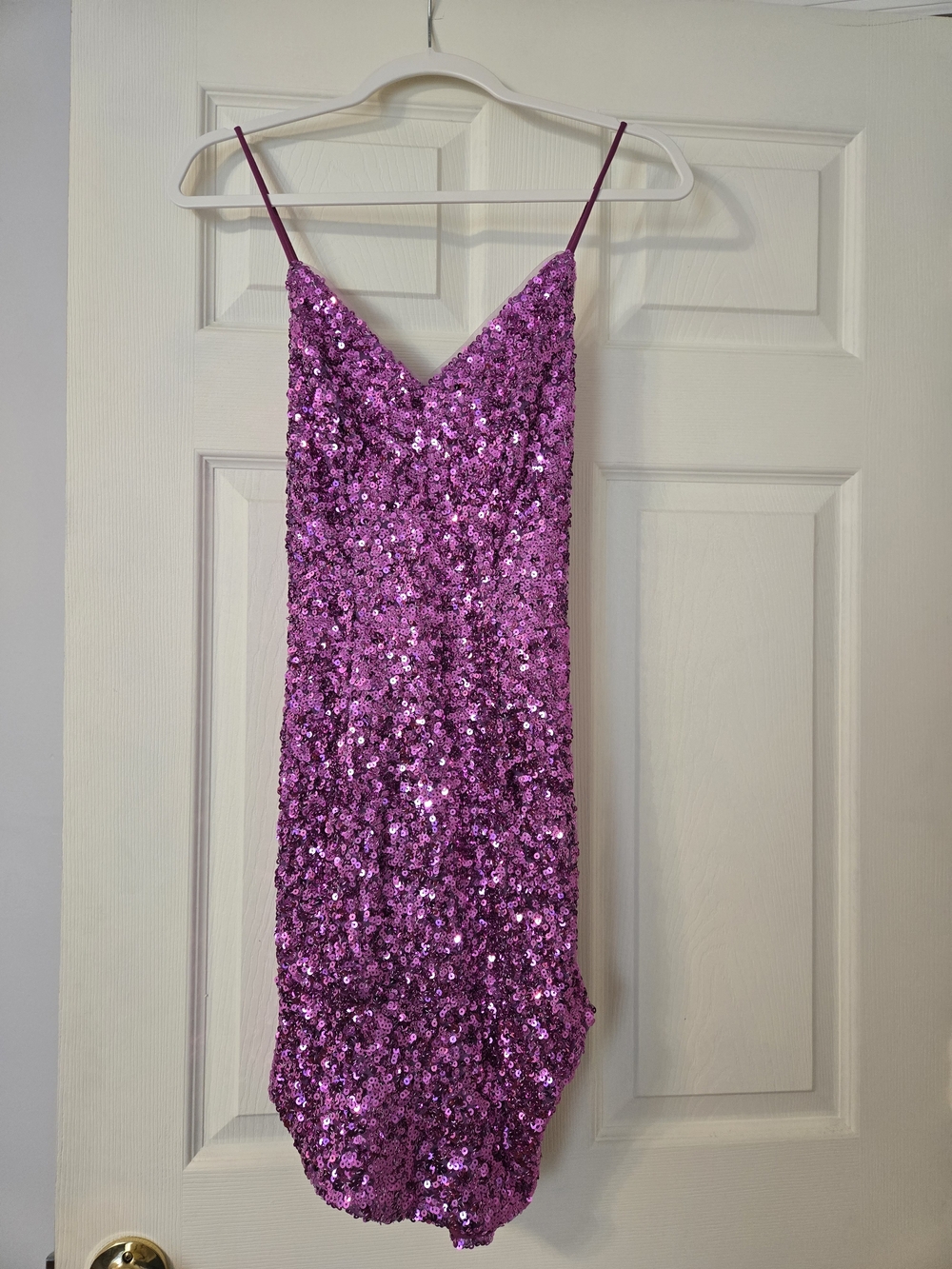 Sequin Slip Mini Dress in Fuchsia Pink